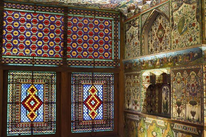 Azerbaijan, Shaki, Palace of Shaki Khans built in 1797 by Muhammed Hasan Khan, Khan's room