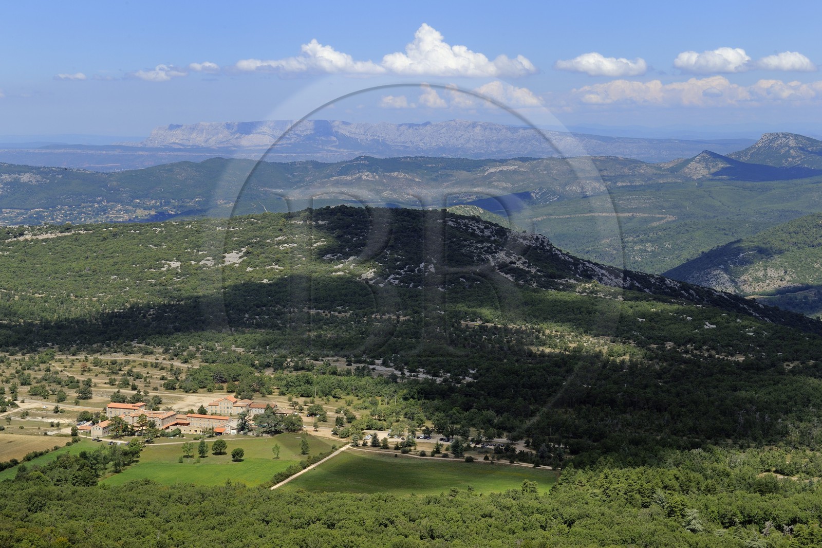 France, Var, Plan d’Aups Sainte Baume, Hospitality of the Sainte-Baume and the Sainte Victoire mountain in the background