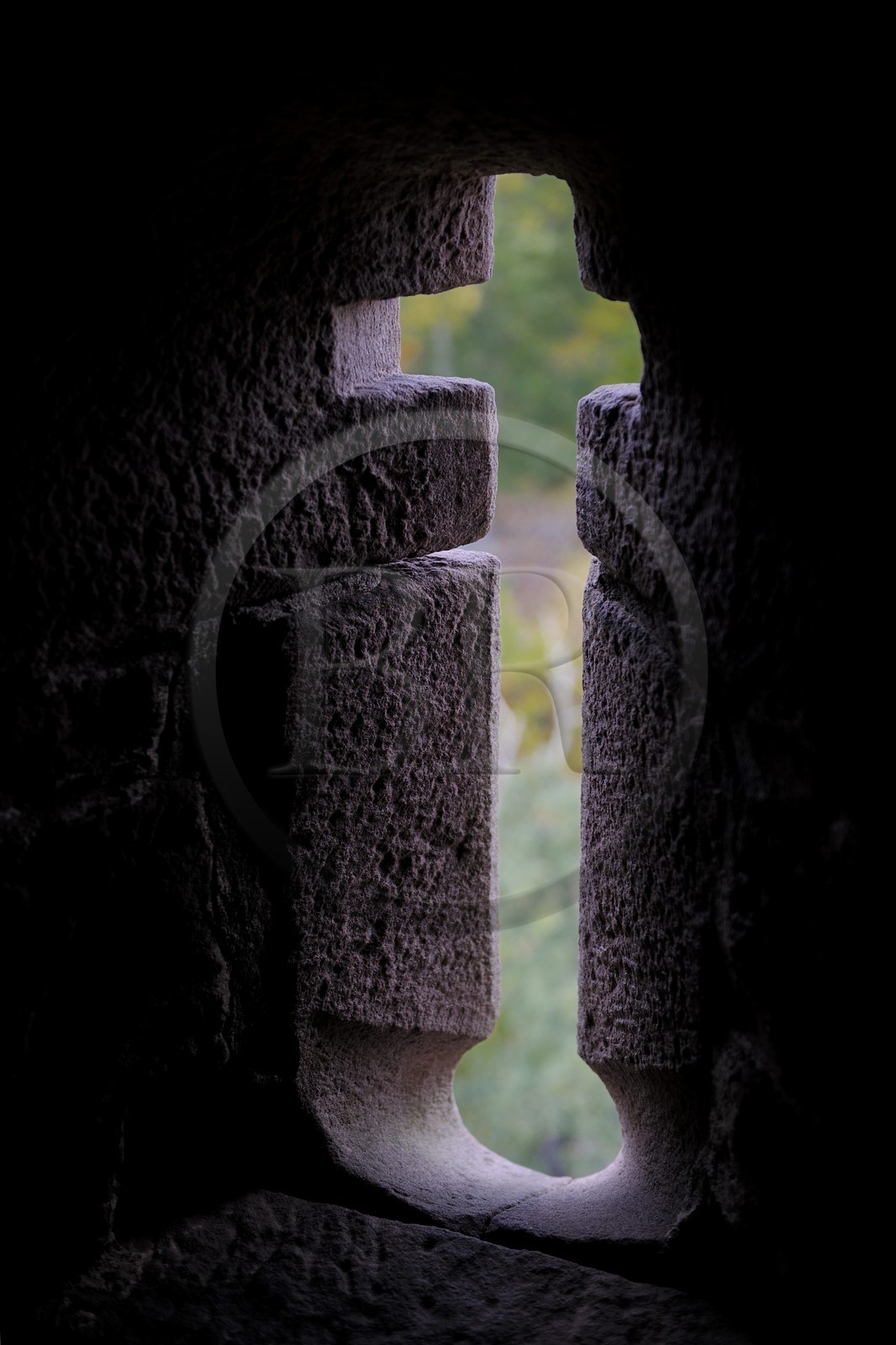 France, Bas Rhin, Orschwiller, Alsace Wine Road, Haut Koenigsbourg Castle, embrasure of the Bastion