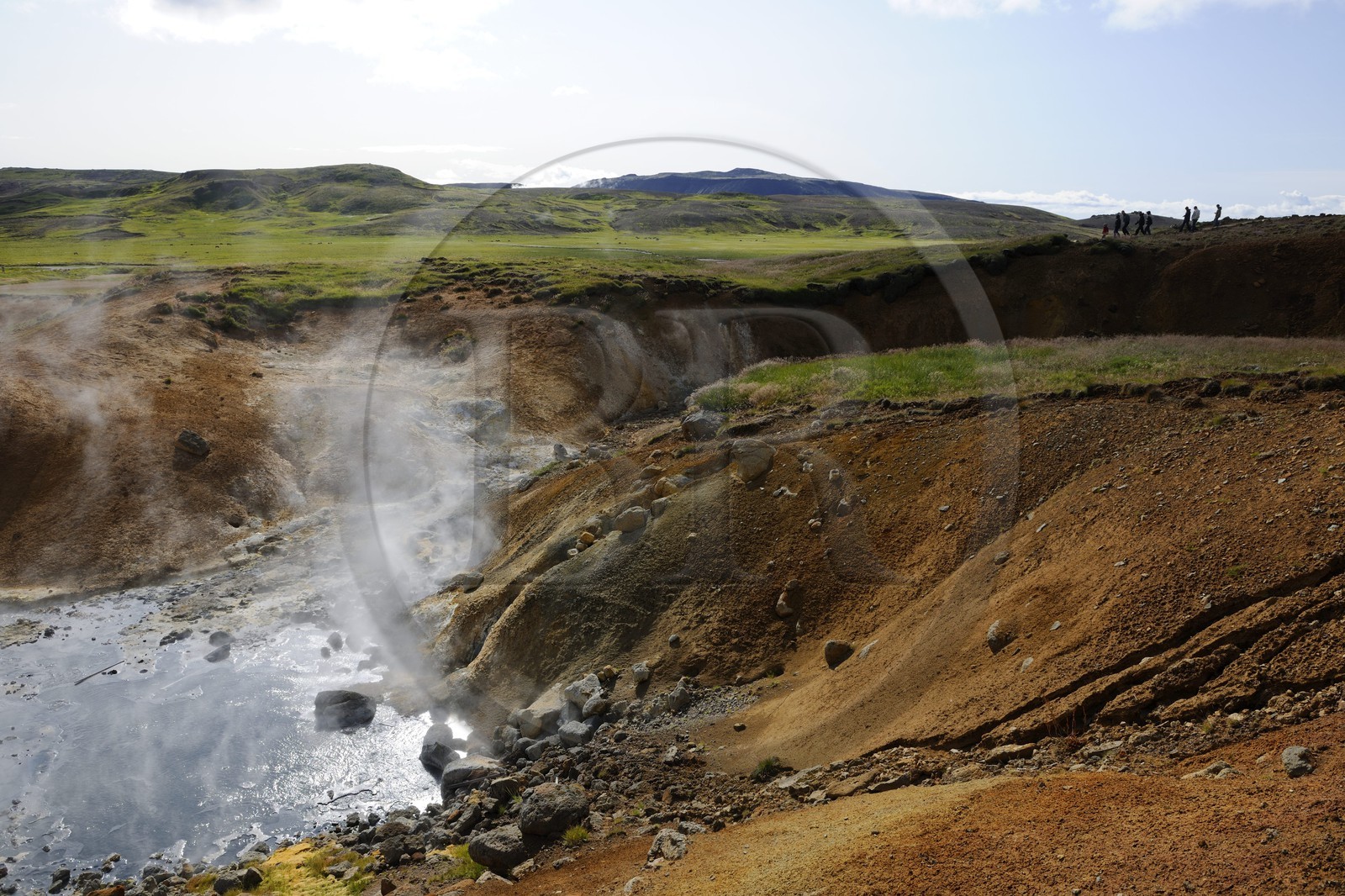 Islande, Région de Reykjavik, vallée de Krisuvik, solfatares et fumerolles de la zone géothermique de Seltun