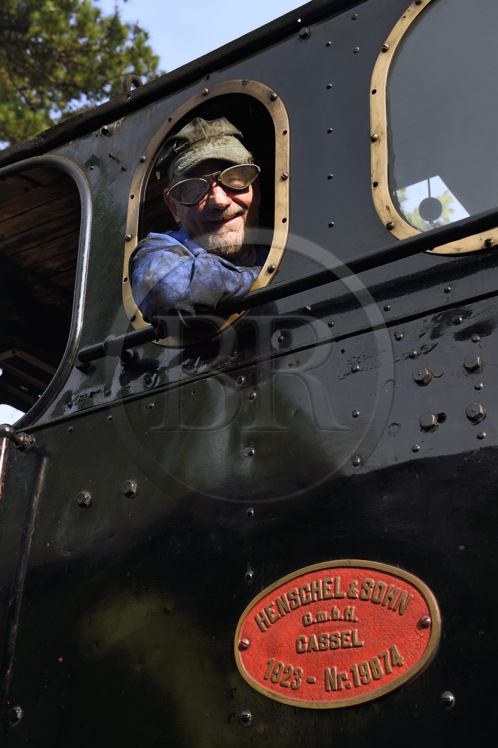 France, Alpes-Maritimes, Puget Theniers, Daniel Bonneau volunteer of G.E.C.P. that restores and operates the Train des Pignes historic train, today engineer (and therefore train driver)