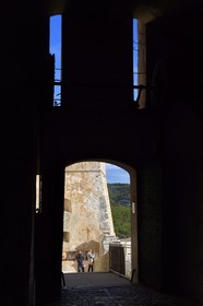 France, Corse du Sud, Bonifacio, Upper Town, access to the citadel by Montee Saint Roch and Genoa Gate