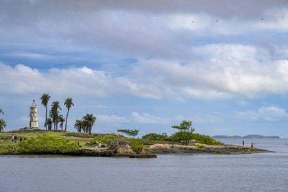 France, Guyane, Kourou, Tour Dreyfus à la Pointe des Roches à l'embouchure du fleuve Kourou