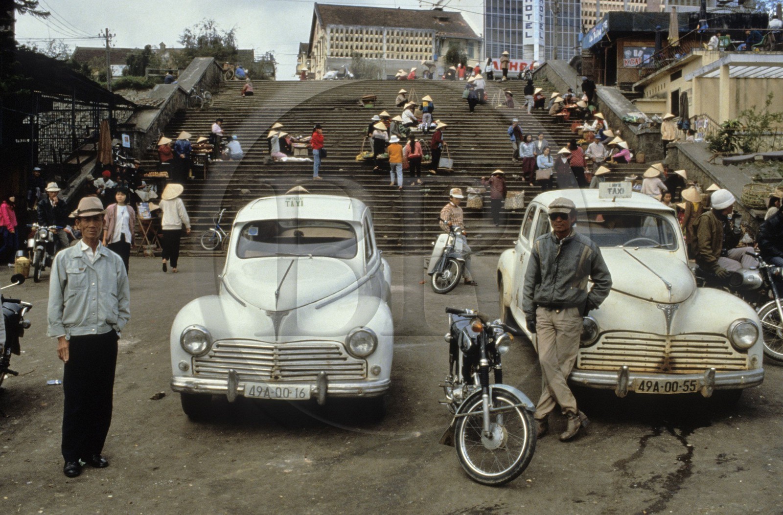 Vietnam, Lam Dong province, Dalat, old Peugeot 203 cars used as a taxi