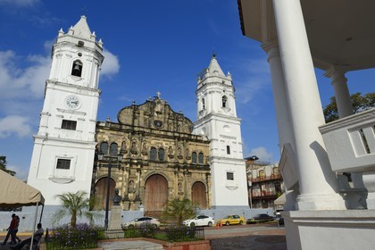 Panama, Panama City, district historique classé Patrimoine Mondial de l'UNESCO, quartier de Casco Antiguo (Viejo), le Barrio San Felipe, la cathédrale du XVIIe siècle