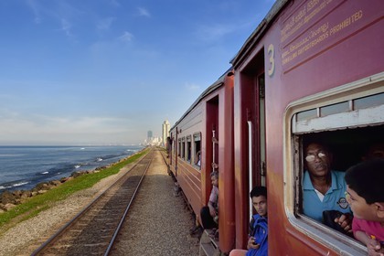 Sri Lanka, Colombo, train from Colombo to Galle and the city in the background