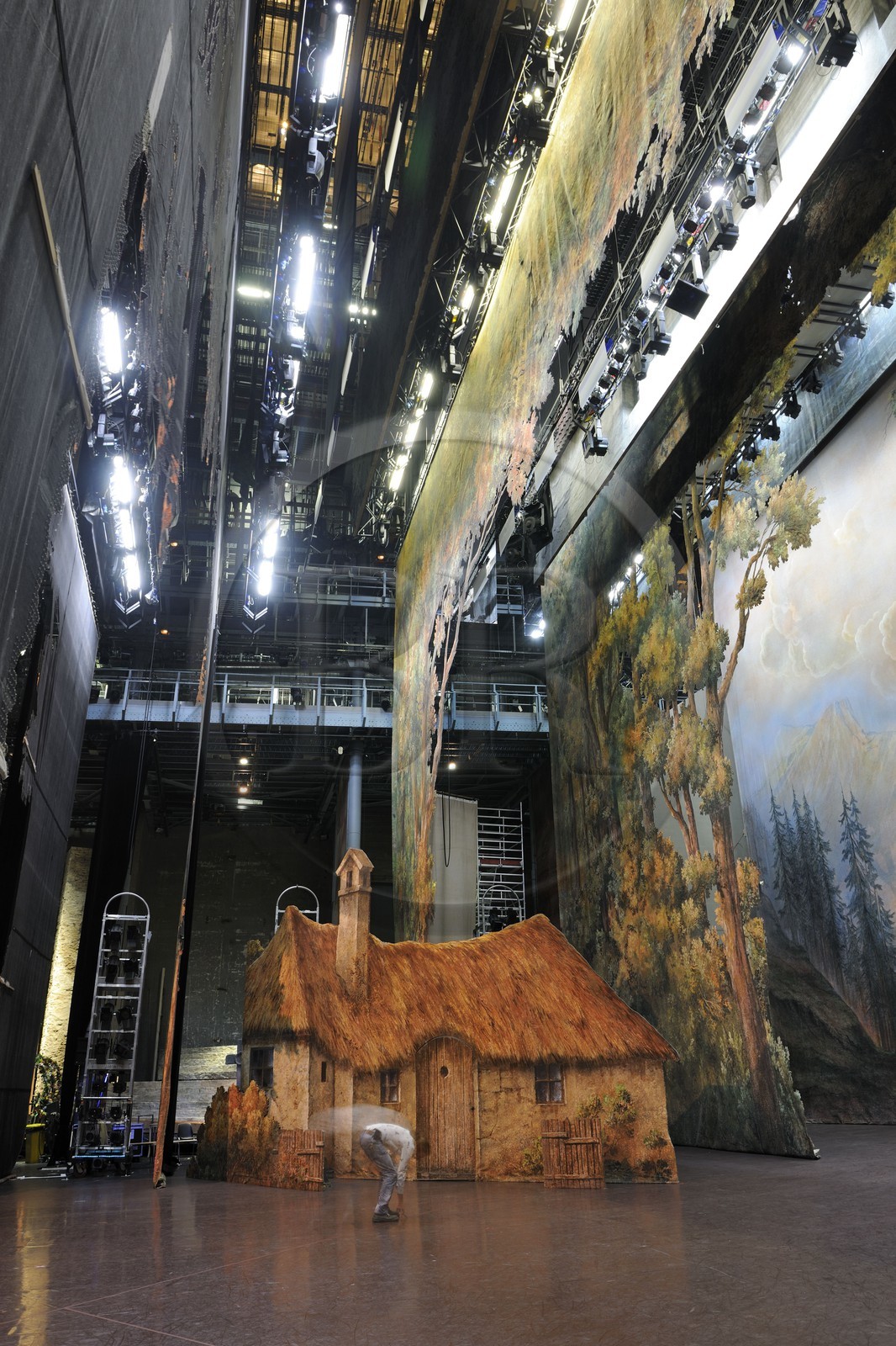 France, Paris (75), l'Opéra Garnier, la scène et les cintres