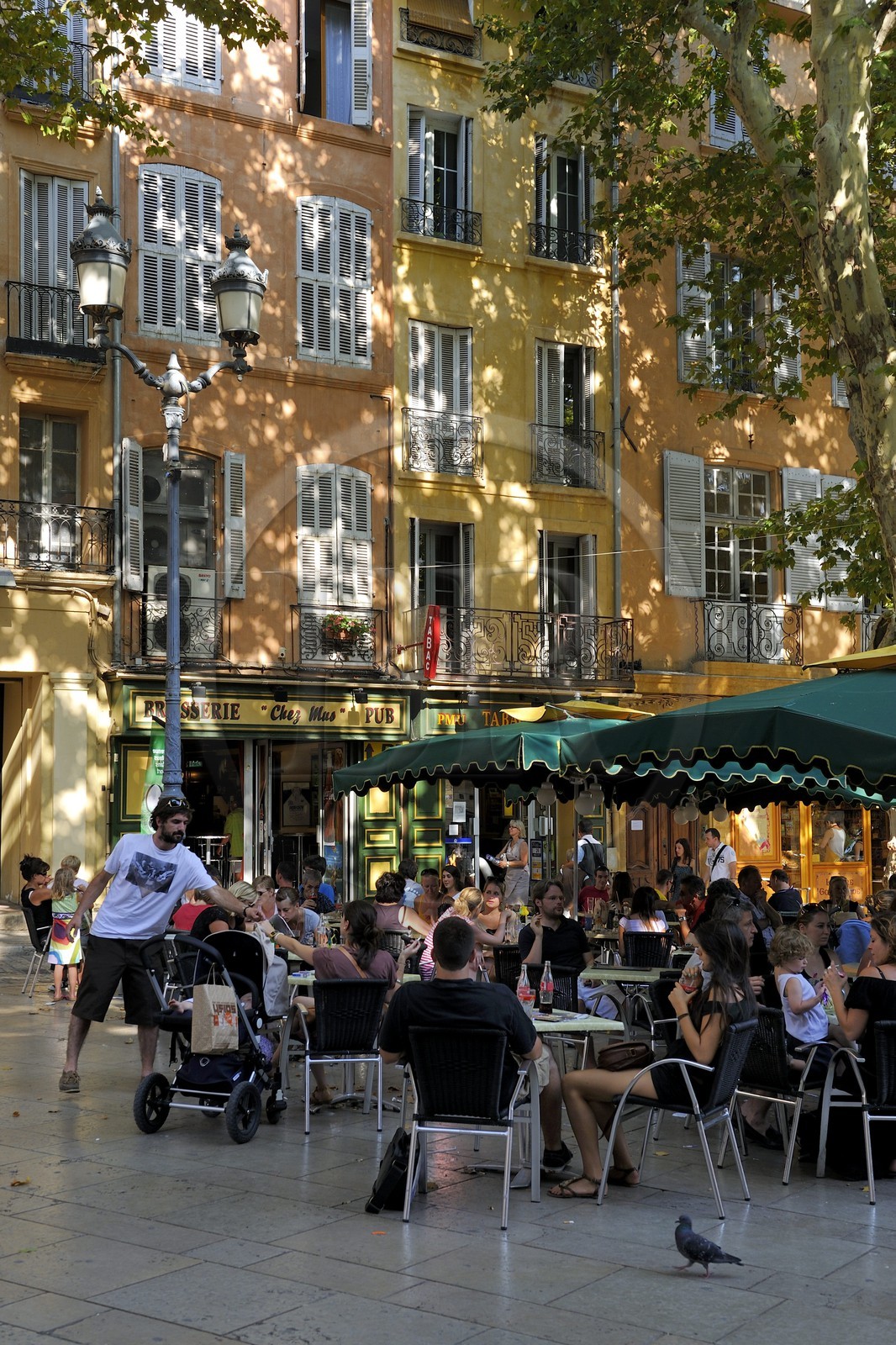 France, Bouches-du-Rhône (13), Aix-en-Provence, place de l'Hôtel de ville, terrasse de café