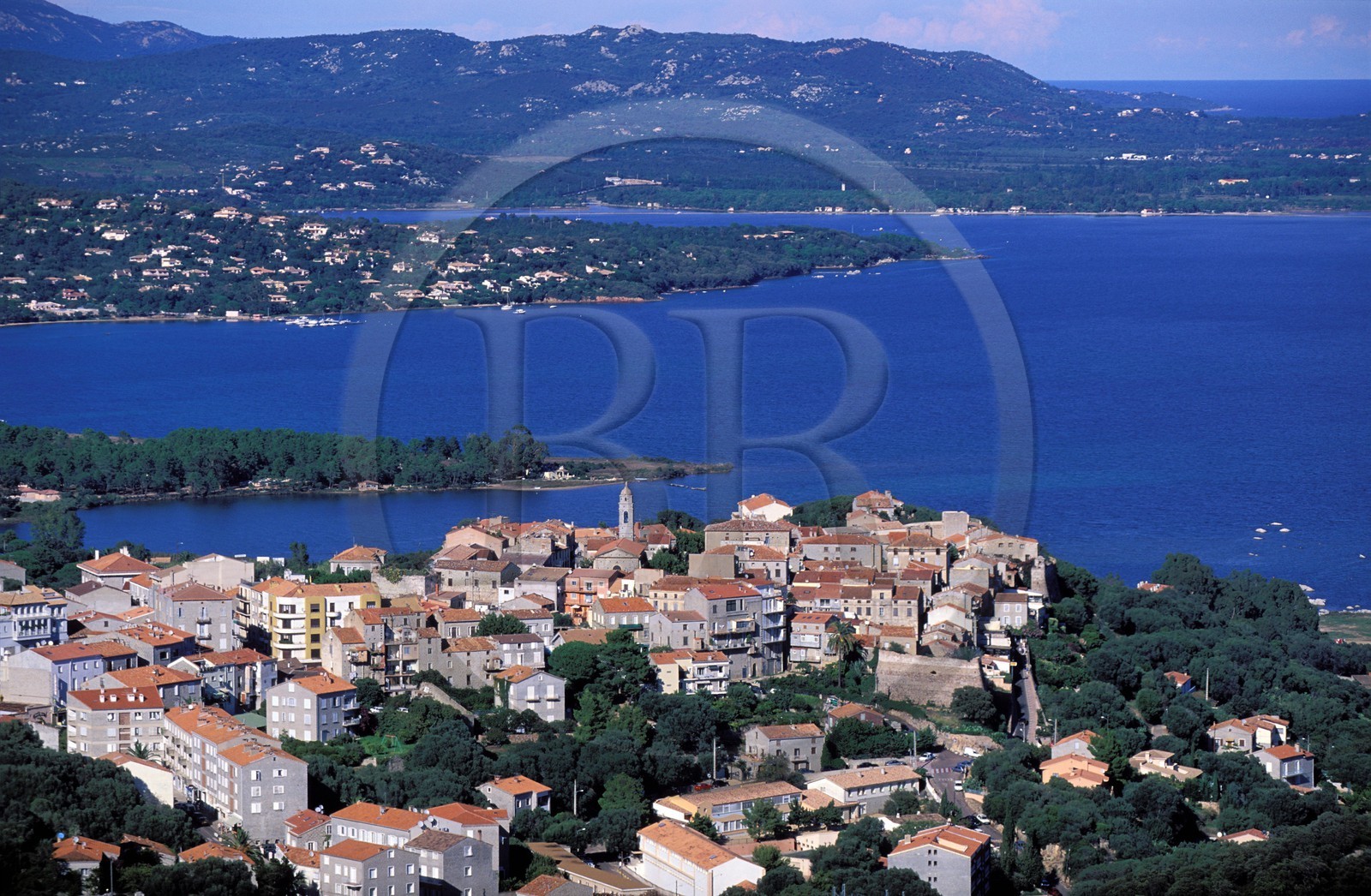France, Corse du Sud, Porto Vecchio, old town (aerial view)