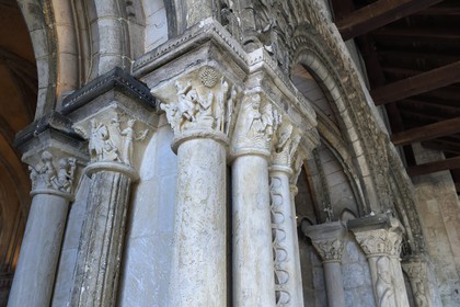 France, Seine-Maritime, Saint Martin de Boscherville, Saint-Georges de Boscherville Abbey of the 12th century, historiated capital of the chapter room