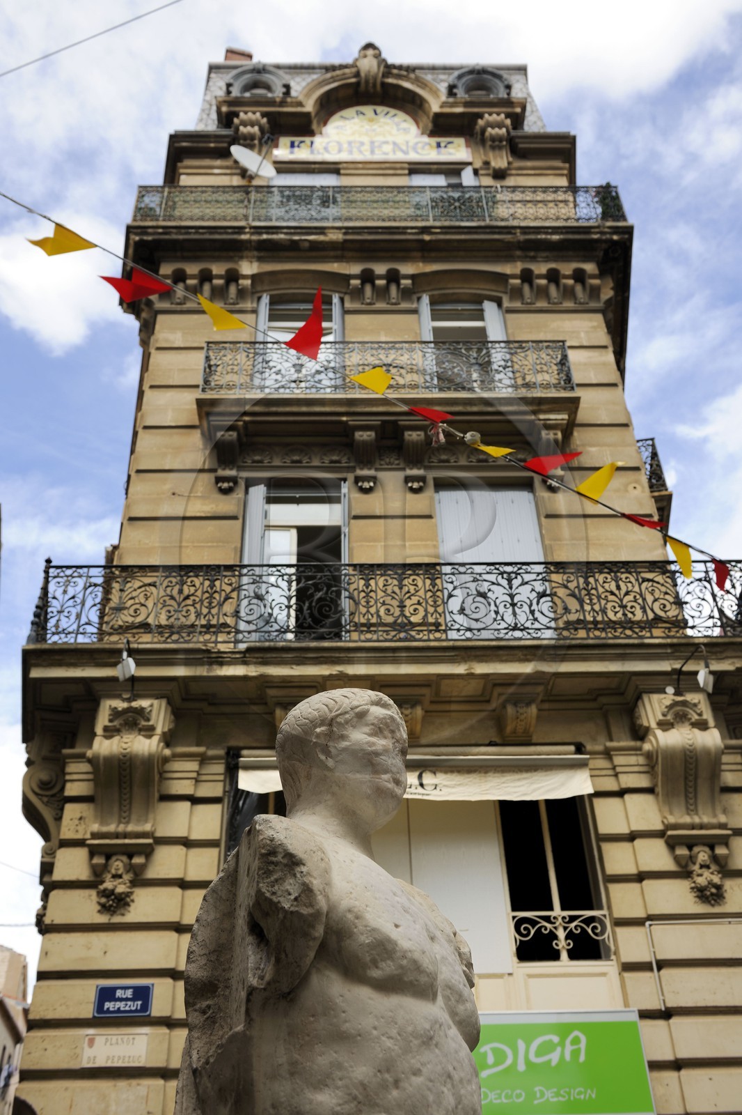 France, Herault, Beziers, Pepezuc statue of the supposed Roman emperor  Tetricus son (late third century) who became a legendary figure, the hero of Beziers
