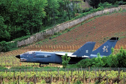 France, Côte d'Or, Savigny Les Beaune, castle and museum of fighter planes (aerial view)