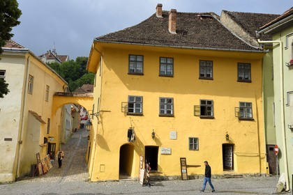 Romania, Transylvania, Sighisoara, one of the seven saxon fortified cities in Transylvania, listed as World Heritage by UNESCO,  Vlad III, Prince of Wallachia (1431-1476), more commonly known as Vlad the Impaler or simply as Dracula lived in this house