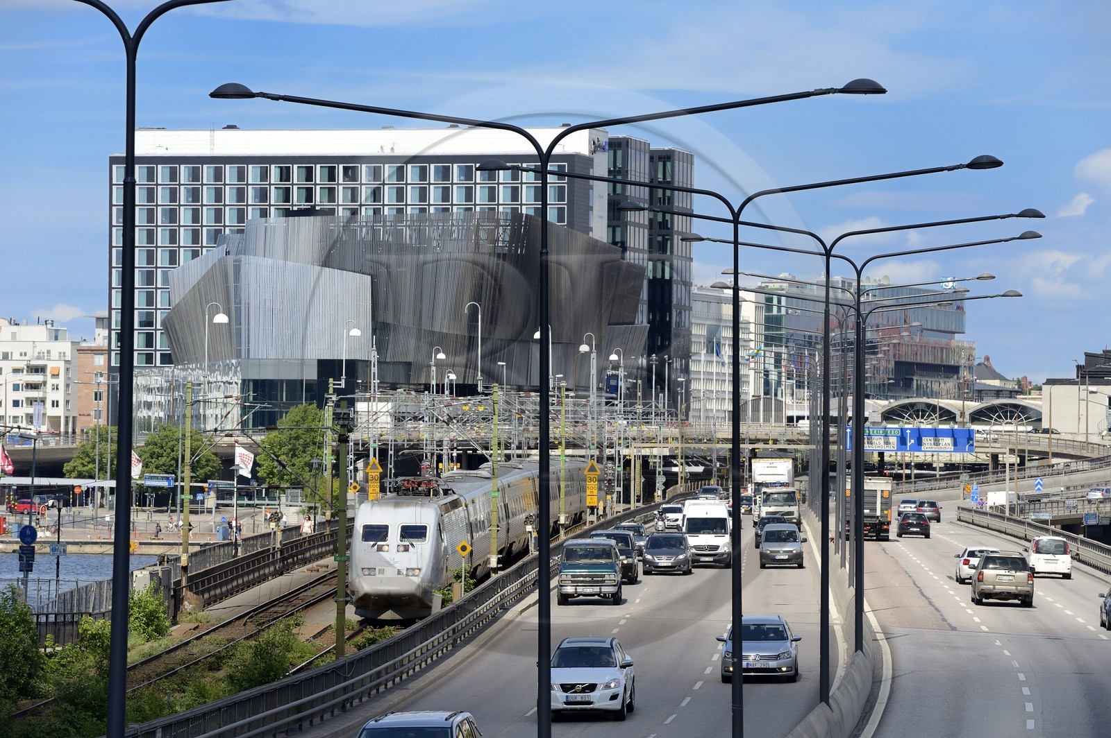Suède, Stockholm, Klarabergsviadukten, le Waterfront Congress Center par le cabinet d'architecture White Arkitekter, complexe de bureaux, centre de conférences et d'hôtels