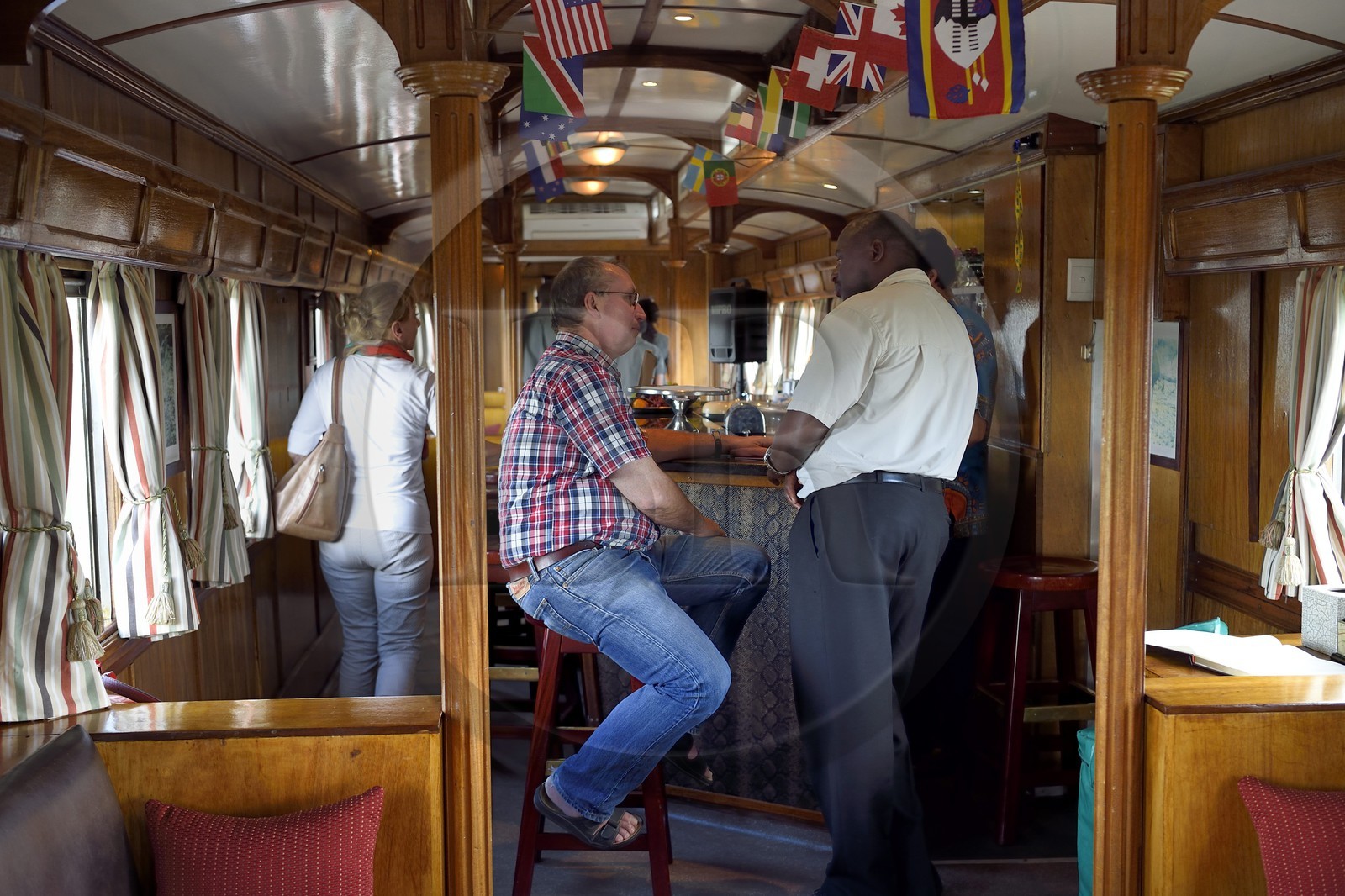 Namibia, Otjozondjupa region, the Shongololo express train, the buffet car