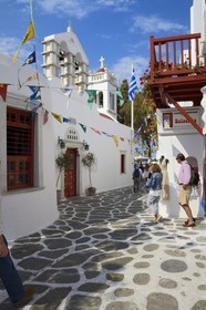 Grèce, Les Cyclades, mer Égée, île de Mykonos, Chora (Mykonos town), l'église catholique