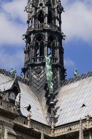 France, Paris (75), Ile de la Cité, cathédrale Notre-Dame de Paris, Statues des Apôtres et l’Aigle, symbole de Saint Jean l’évangéliste sur la flèche