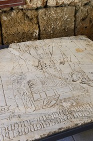 Israel, North district, Galilee, Acre (Akko), old town, listed as World Heritage by UNESCO, the Hospitaller fortress, crusader tombstone (1290)