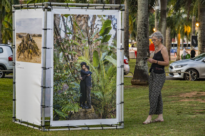 France, Guyane, Cayenne, place des Palmistes, exposition Reprendre Racines de la Fondation Dapper, photos de l'artiste et photographe portugaise Monica de Miranda