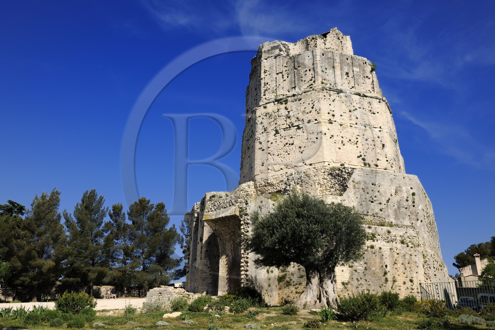 France, Gard (30) Nimes, la tour Magne au sommet des Jardins de la Fontaine