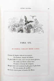 France, Aisne, Château-Thierry, Jean de La Fontaine Museum - city of Chateau-Thierry,  La Fontaine's Fables book, L. Hachette et Cie, illustrated edition (1867) by the designer and engraver Gustave Doré, The Raven Wishing To Imitate The Eagle fable XVI from book II