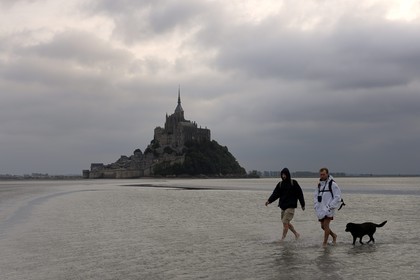 France, Manche, walking discovery of the Bay of Mont Saint Michel with the guide Romain Pilon