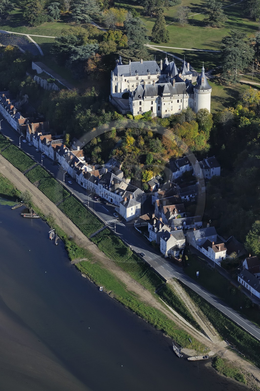 France, Loir et Cher, Loire Valley, listed as World Heritage by UNESCO, Chaumont sur Loire, the castle (aerial view)