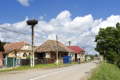 Romania, Transylvania, Sighisoara region, Bradeni Main Street