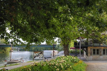 France, Yvelines, Chatou, the island of the Impressionists, the Restaurant La Maison Fournaise from the mid-nineteenth century was the mecca of the Impressionists and canoeing