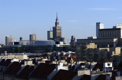 Poland, Warsaw, the Palace of Culture and Science (Soviet) dominates the modern city, is partly on the former Jewish ghetto