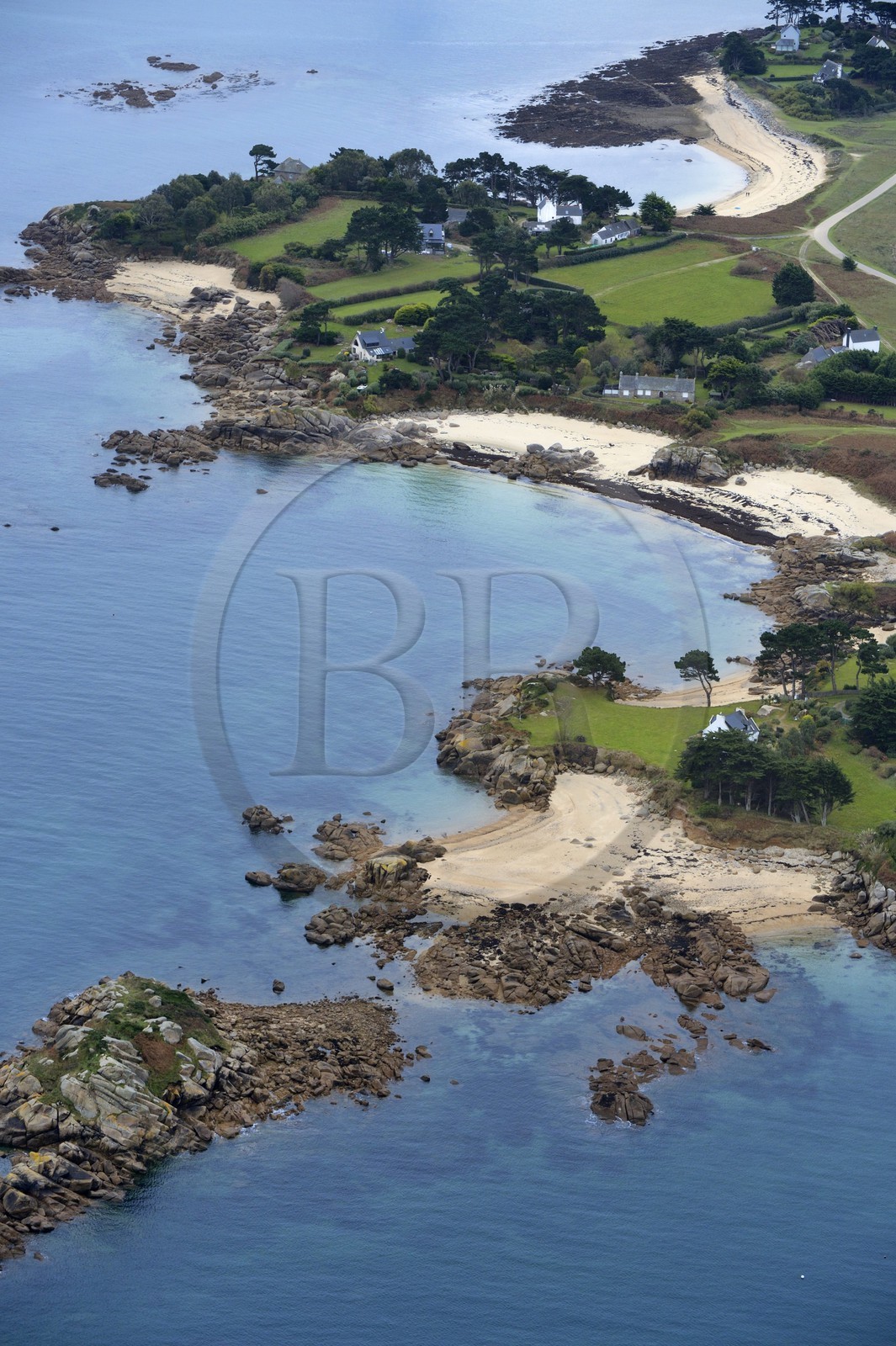 France, Finistère (29), Baie de Morlaix, l'Ile Callot (vue aérienne)