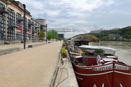 France, Rhône (69), Lyon, nouveau quartier de La Confluence au sud de la Presqu'île, Quai Rambaud, la Sucrière ancien entrepôt des années 1930 accueille depuis 2003 la biennale d'art contemporain