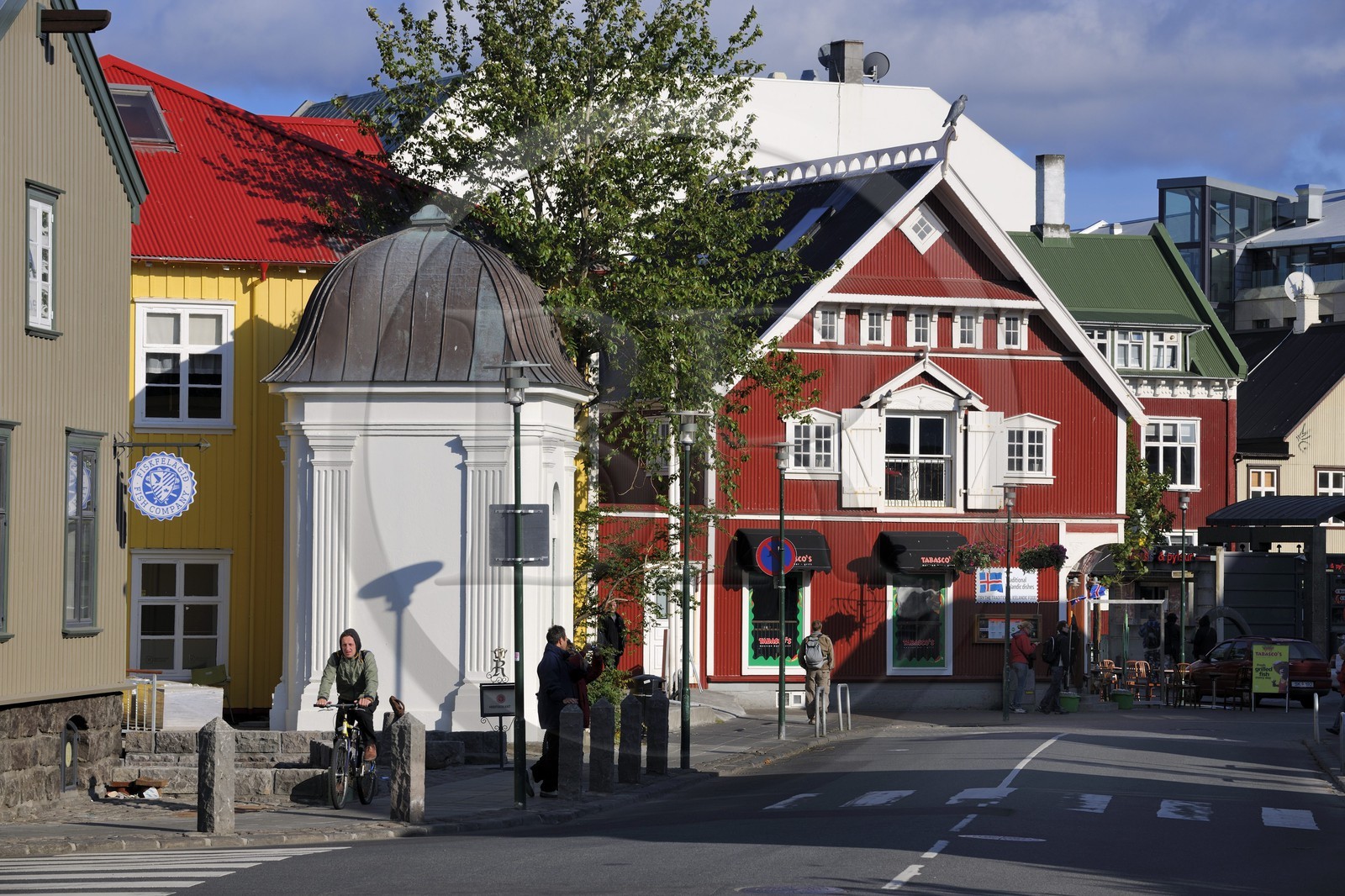 Islande, Reykjavik, restaurant dans la rue Adalstraeti dans le centre ville