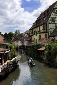 France, Haut Rhin, Colmar, little Venice, district of la Krutenau surrounded by Lauch River, trip on a barge