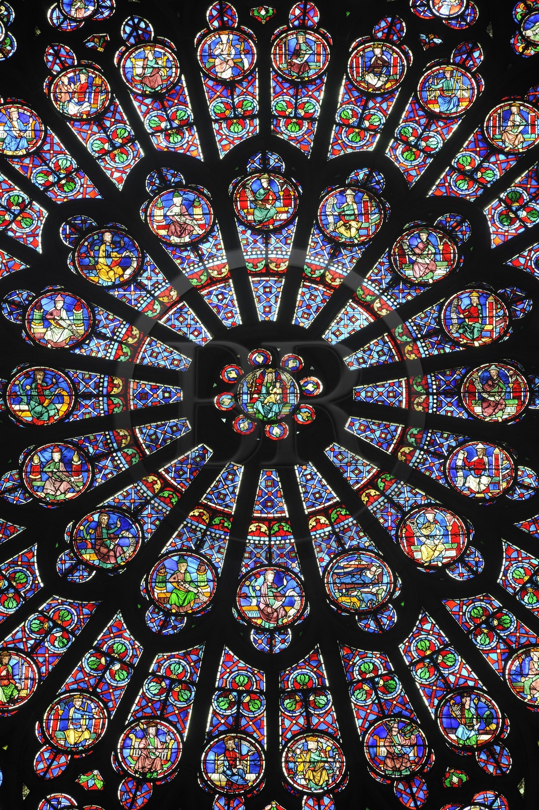 France, Paris (75), île de la Cité, la cathédrale Notre-Dame, rosace de la façade nord