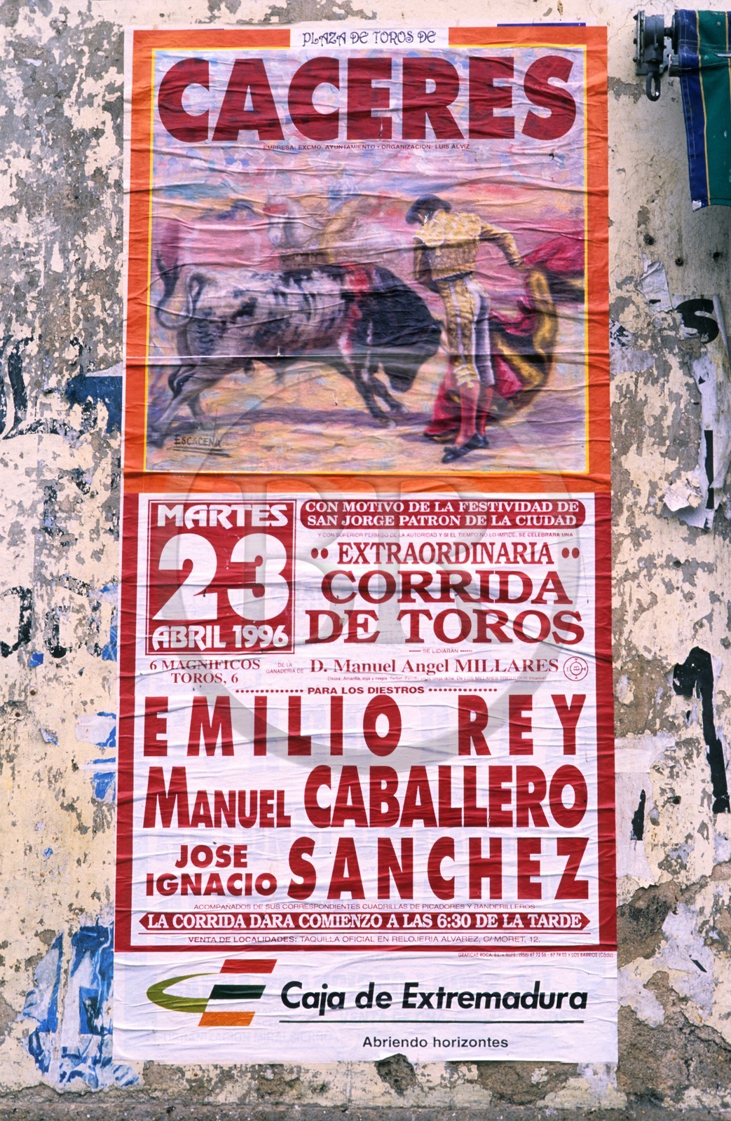 Espagne, Estrémadure, Montanchez, affiche de corrida