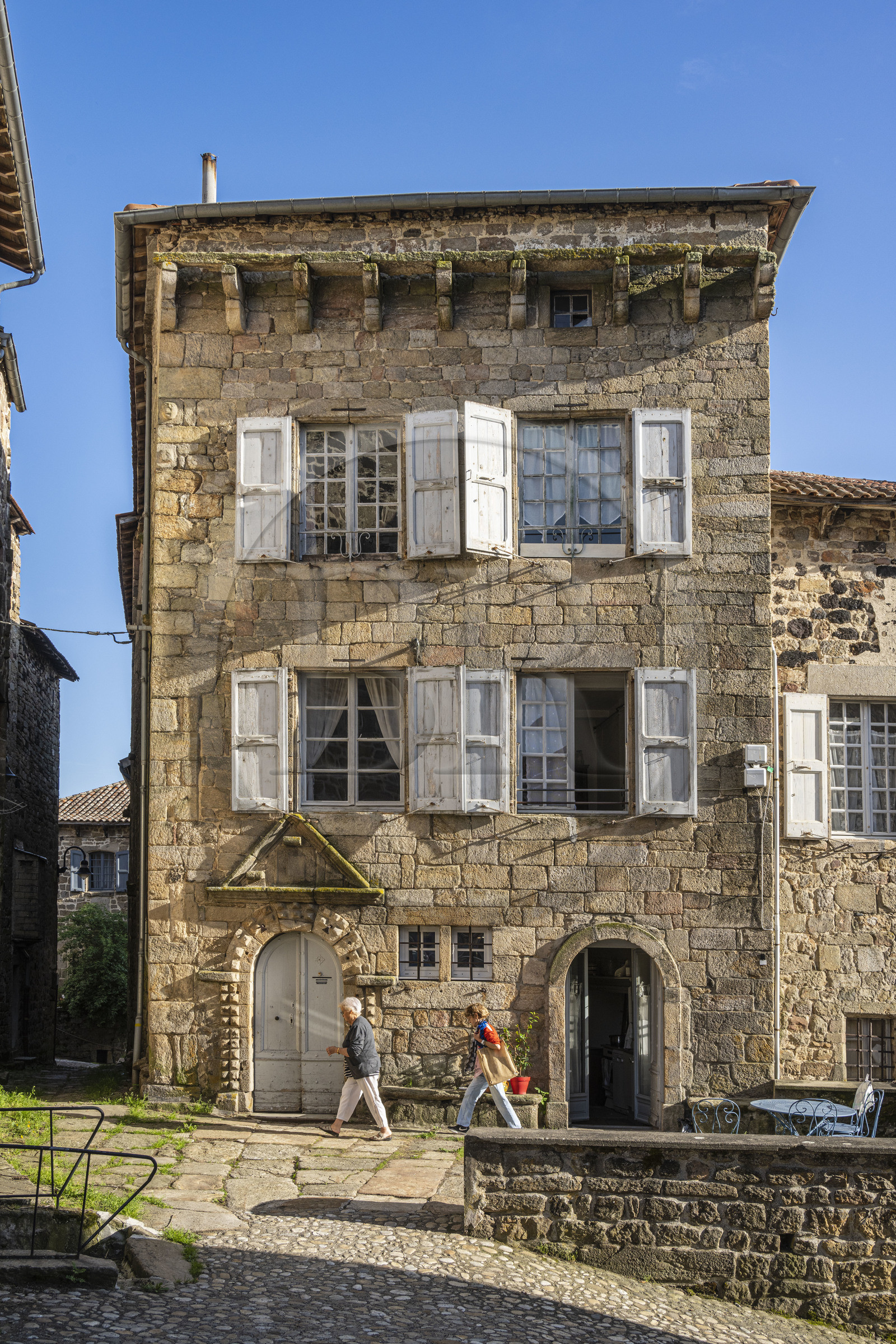 France, Haute-Loire (43), Pradelles, labelled Les Plus Beaux Villages de France (The Most Beautiful Villages of France) on the Robert Louis Stevenson Trail (GR 70), Private mansion of the Ribains family in Spanish Renaissance style