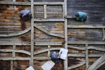 France, Haut Rhin, Ungersheim, Alsatian Ecomuseum, reconstitution of a construction of wood-framed house