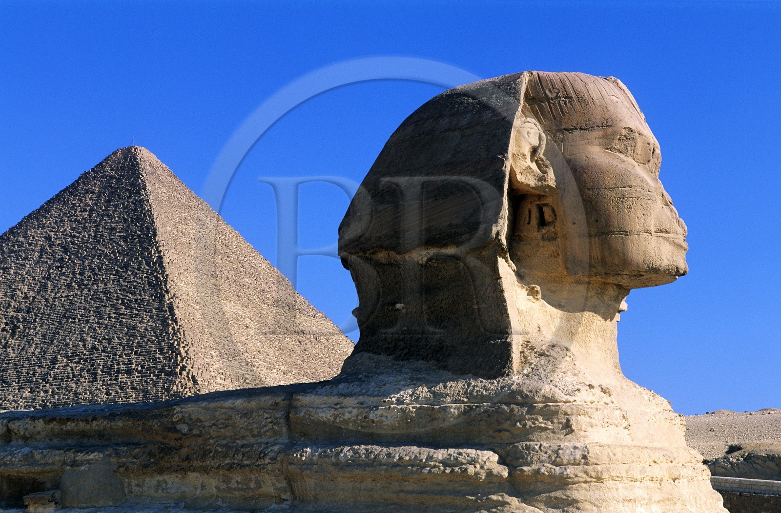 Egypte, Le Caire, pyramides de Gizeh, le Sphinx et la pyramide de Khéops