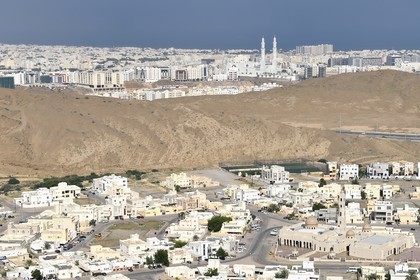 Sultanat d'Oman, Mascate, quartier de Al Fath et la mosquée Al Ameen en arrière plan