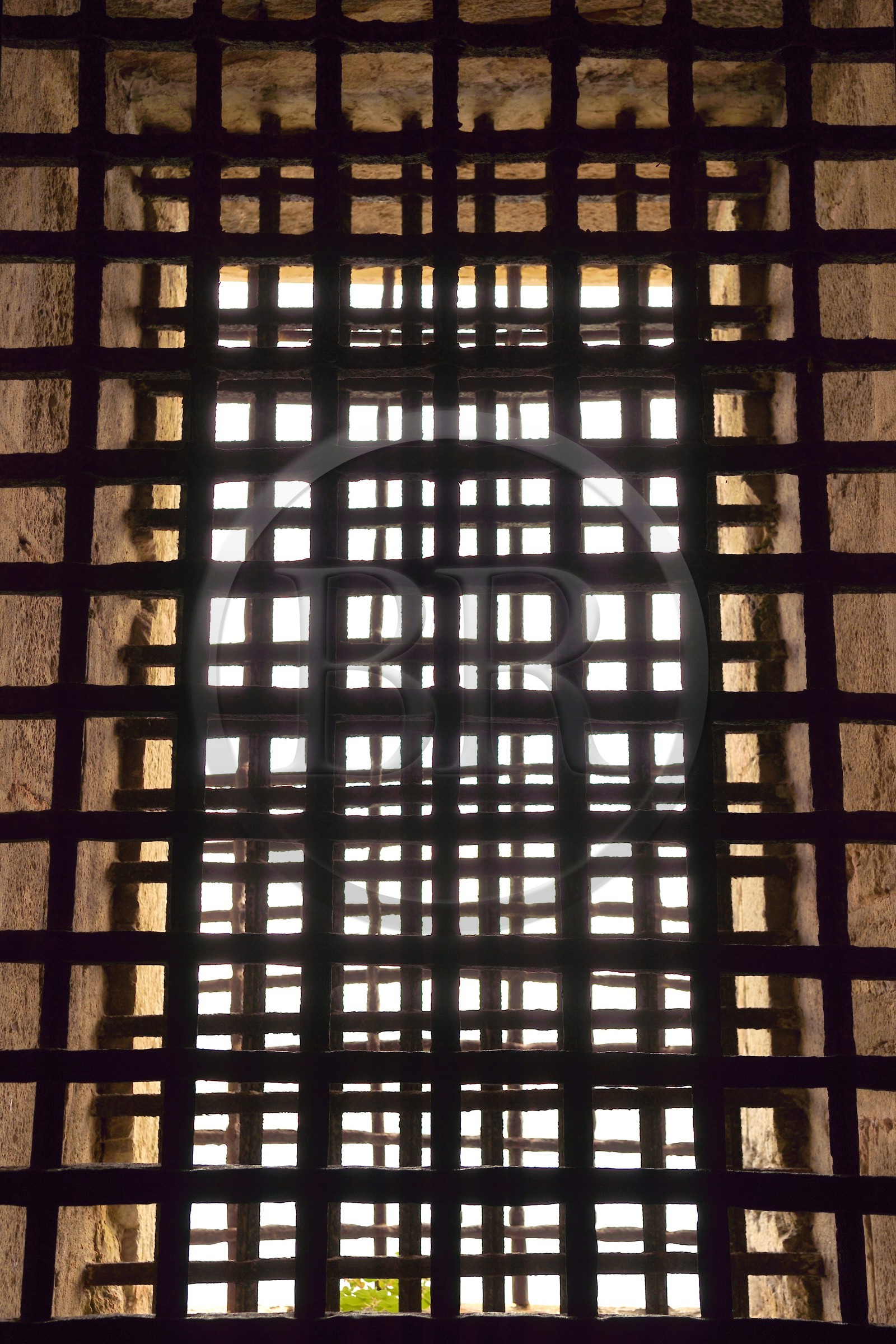 France, Alpes-Maritimes, Lerins Islands, Sainte-Marguerite island, the Fort Royal fortified by Vauban, the prison, cell of the Man in the Iron Mask, triple rows of bars at the window