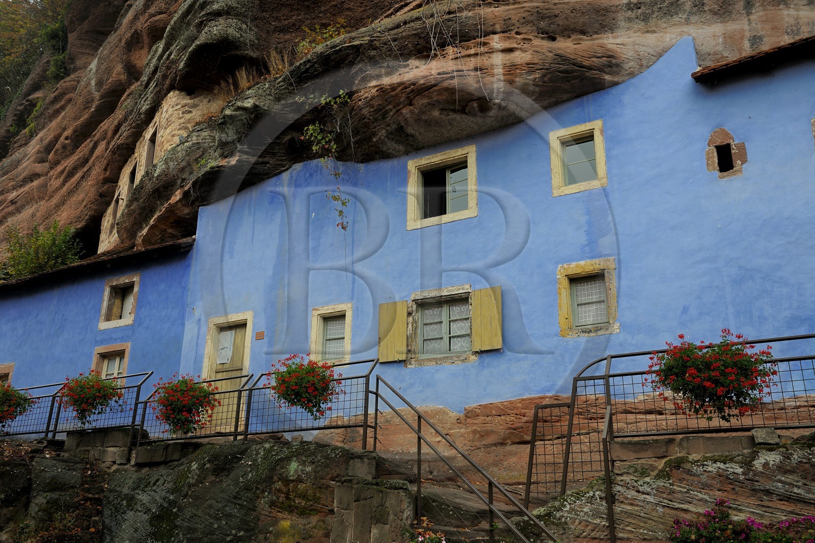 France, Bas-Rhin (67), Eschbourg, maisons troglodytes de Graufthal habitées jusqu'en 1958