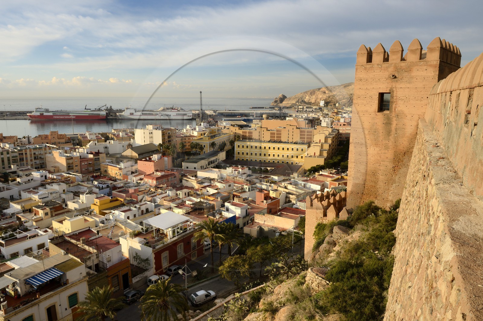 Spain, Andalusia, Almeria, the Alcazaba fortress overlooking the Medina old town and the port