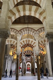 Espagne, Andalousie, Cordoue, centre historique classé Patrimoine Mondial de l'UNESCO, la Mezquita, mosquée-cathédrale, la forêt d'arcs et de colonnades illustre la monumentalité de l'Art omeyyade de Cordoue