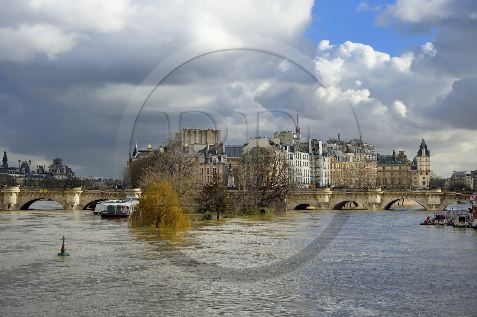 France, Paris (75), les rives de la Seine, classées Patrimoine Mondial de l'UNESCO, le Pont Neuf et l'Ile de la Cité