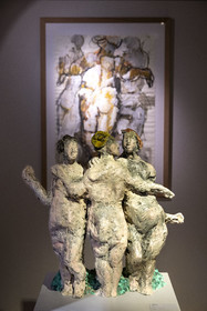 France, Paris (75), Musée Maillol, Les 3 Grâces (3 Grazien) 2000, bronze peint de l'artiste Markus Lüpertz
