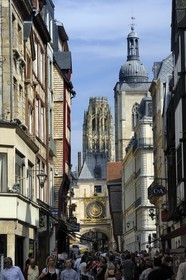 France, Seine Maritime, Rouen, Gros Horloge street in the historical center