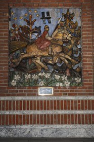 Norvège, Oslo, l'hôtel de Ville (Radhuset), bas-reliefs représentant les mythes vikings