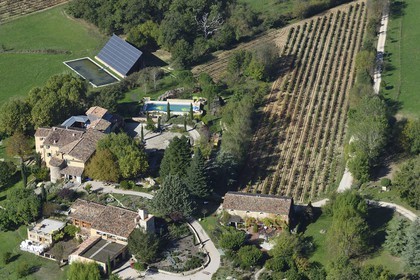 France, Var, Provence Verte (Green Provence), Bras village next to Saint Maximin, Le Peyrourier - une campagne en Provence Bed and Breakfast (aerial view)