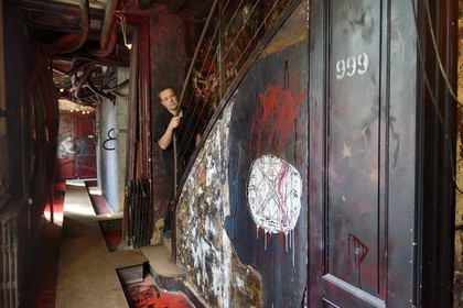 France, Rhone, Saint-Romain-au-Mont-d'Or, the Abode of Chaos (la Demeure du Chaos), the artwork is based around the endless transformation of the artist Thierry Ehrmann's 17th century home into a replica war zone at the image of this world, portrait of Thierry Ehrmann also CEO and founder of Artprice and the Server group